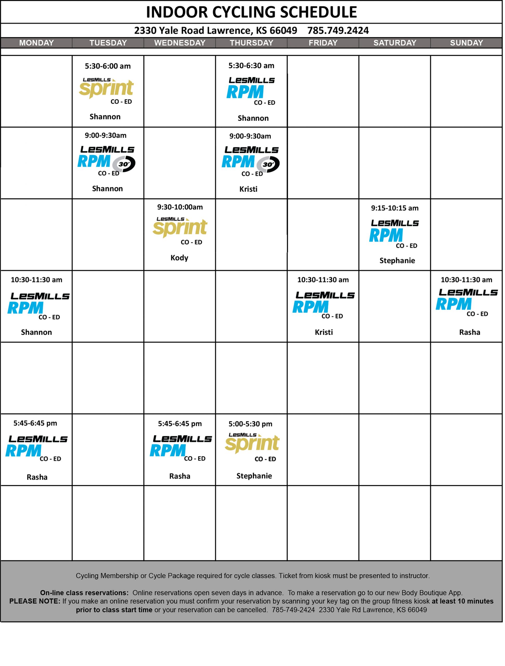 Live Cycling Class Schedule Live Cycling Class Schedule