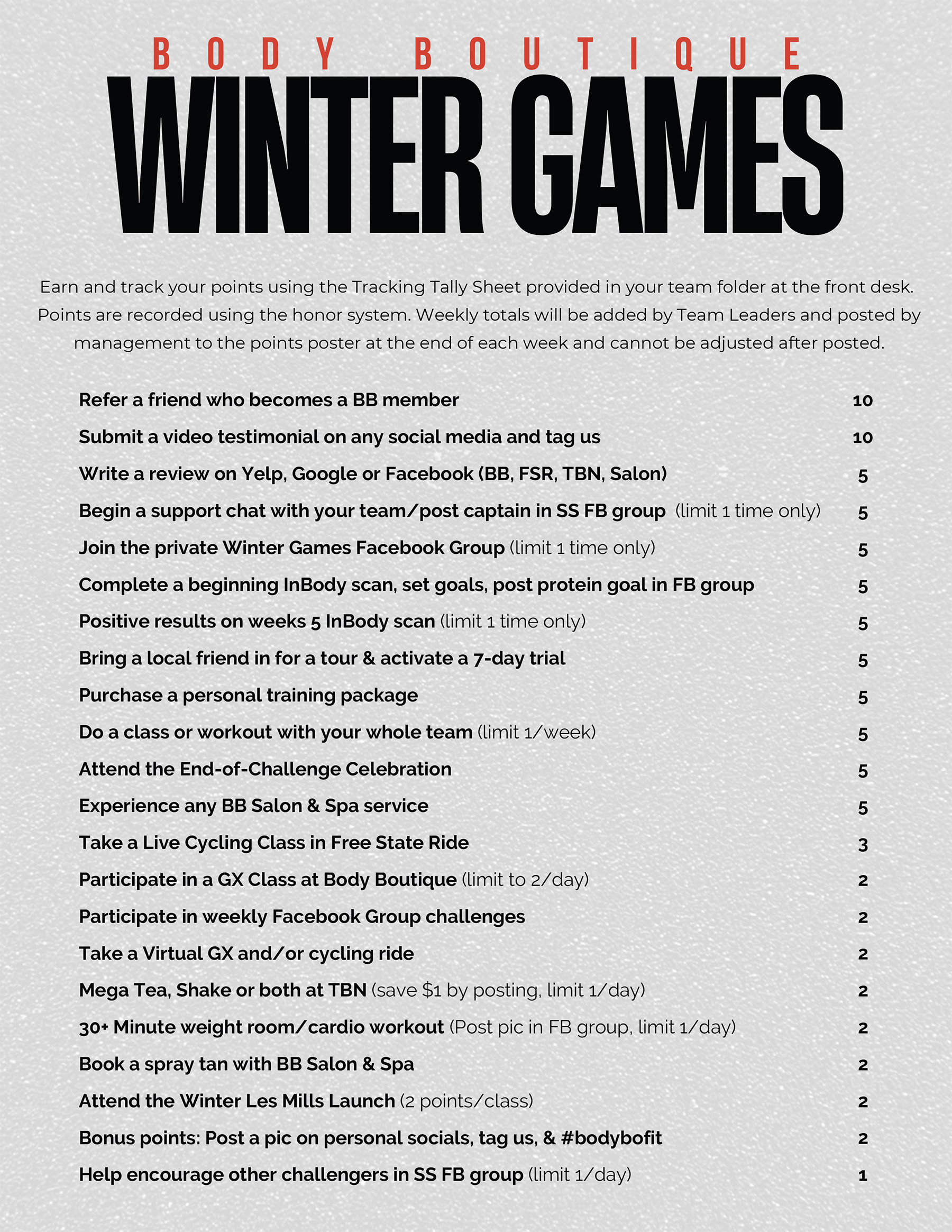 Winter Games Points